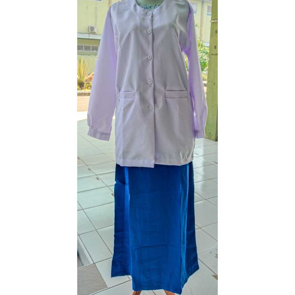 Setelan Baju Putih Biru Santriwati