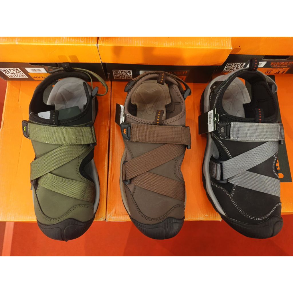 Sandal sepatu gunung pria solid watchout hitam, coklat, army