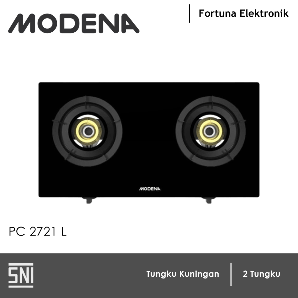 Modena Kompor Gas 2 Tungku PC 2721 L Kompor Kaca Tempered Glass