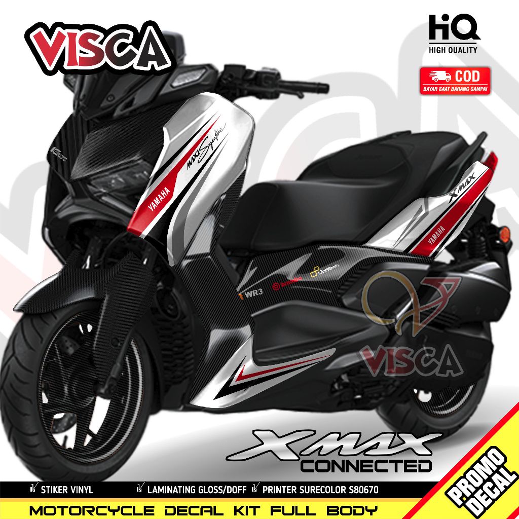 Decal XMAX Connected Full Body Stiker XMAX 250 Variasi Decal Hologram XMAX Connected CARBON