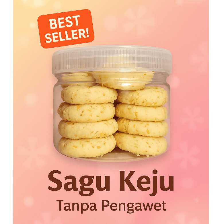 

Sagu Keju Lembut 200g – Kue Kering Gurih Keju Asli, Renyah & Homemade Premium