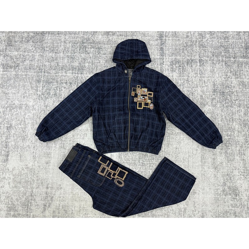 "gallery" workwear Jacket navy + Laser printed Denim - derschutze