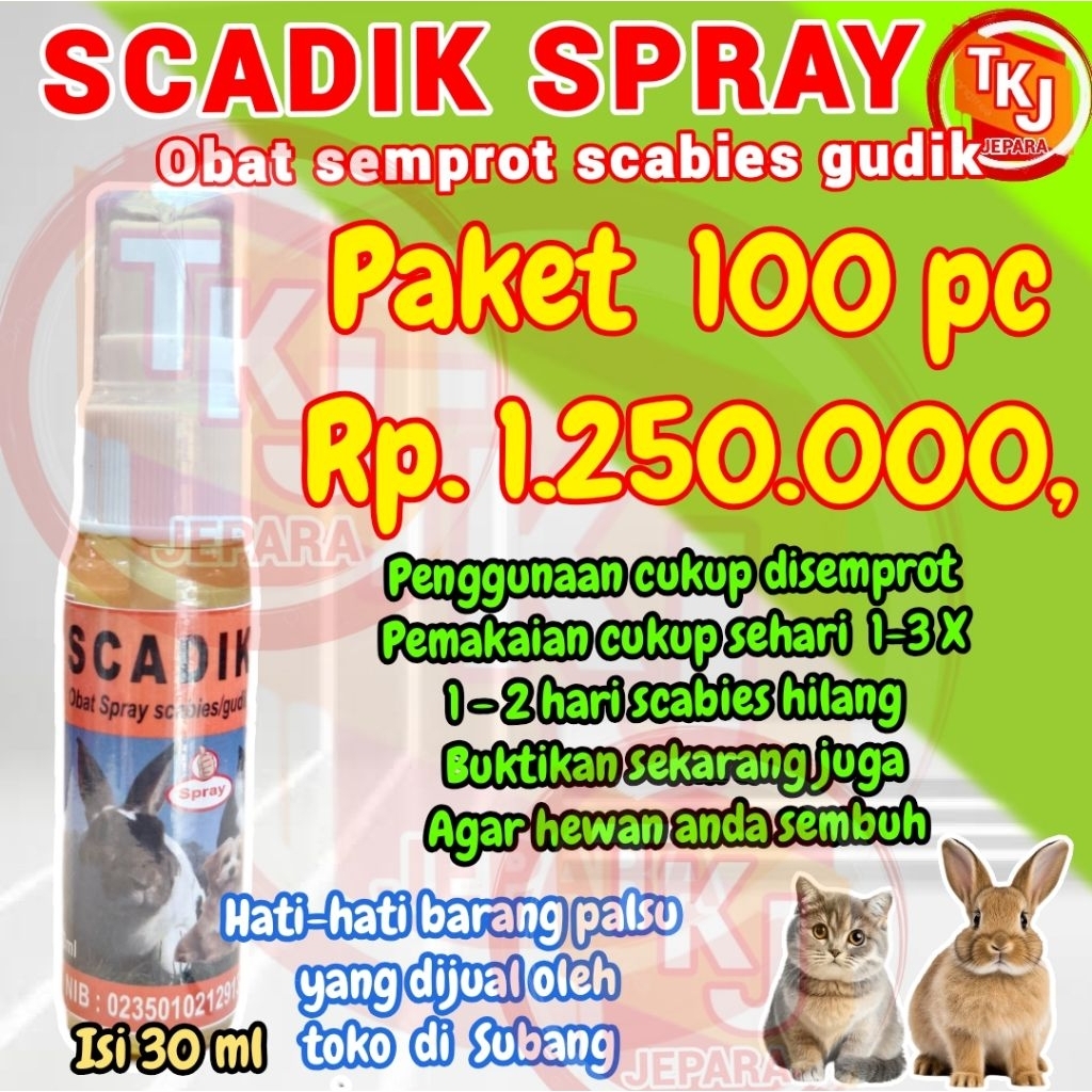 scadik spray paket 100 pc obat scabies gudik kelinci kucing anjing musang hamster paling ampuh