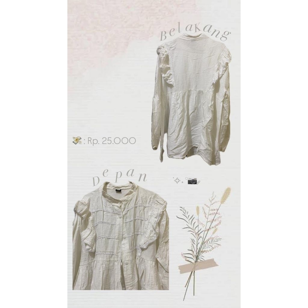 PRELOVED-Blouse Linen Renda Polos