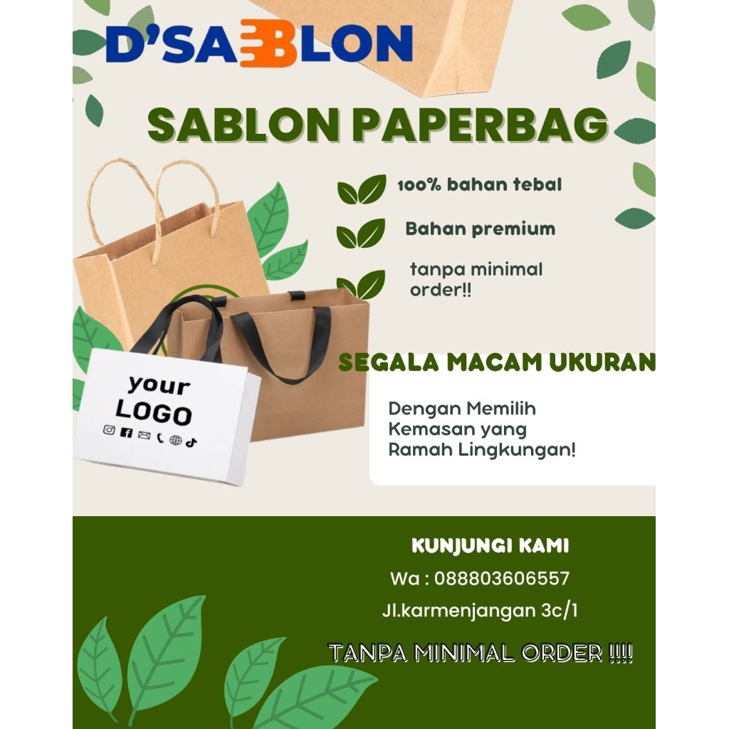 

sablon paperbag coklat kraf shoping bag custom 27x27x27,bebas reques sablon