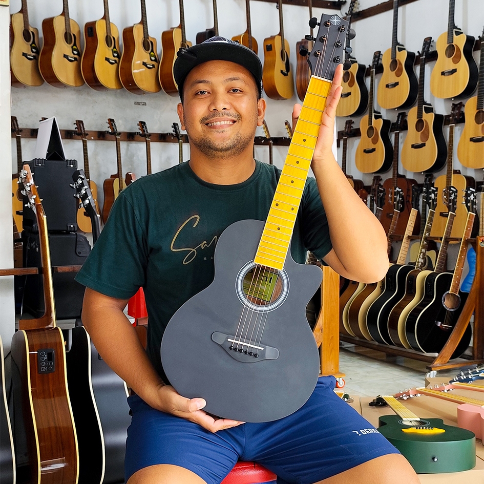 GITAR ORIGINAL Gitar Junior mini 3/4 akustik dan akustik elektrik Original Point PMS-101 Warna Grey