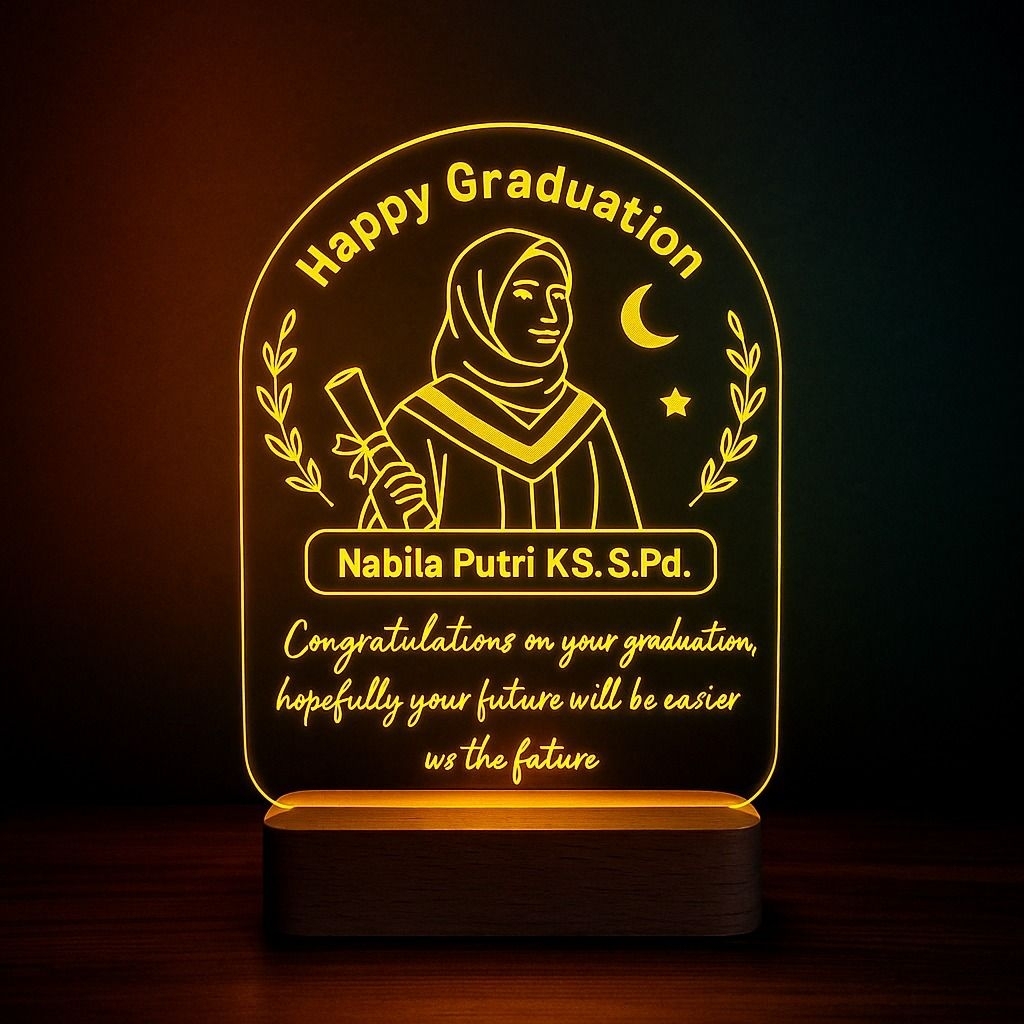[Termurah 1 Hari Jadi] Lampu Akrilik Custom, Gift Wisuda, Gift Custom Wisuda, Lampu Custom Akrilik, 