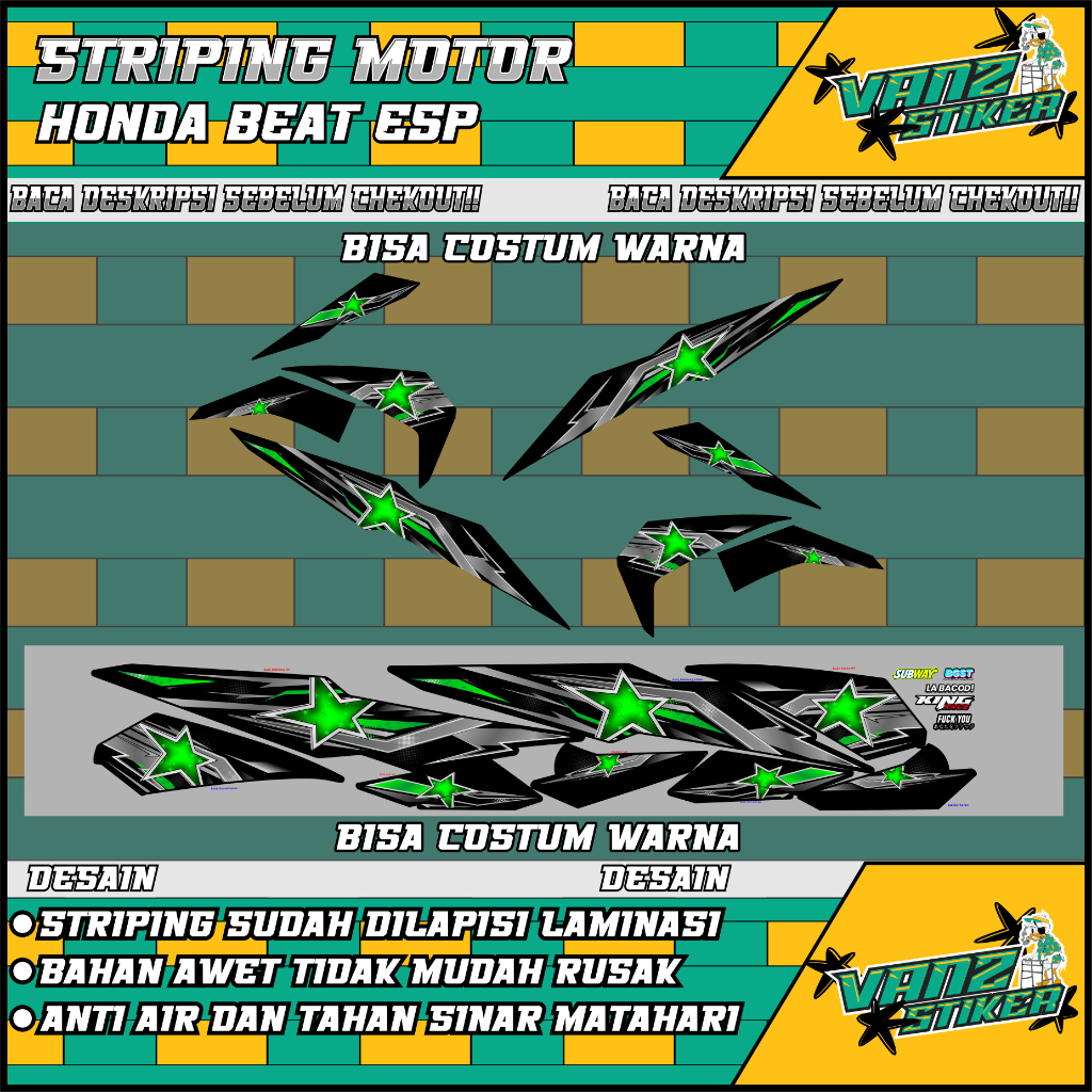 STRIPING SIMPEL HONDA BEAT ESP LIVERY STAR 3 VIRAL