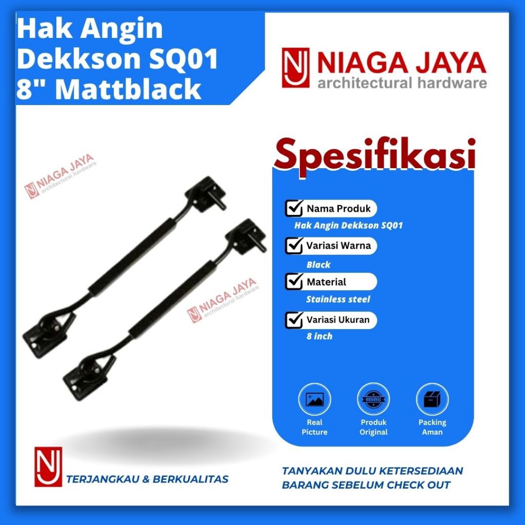 Hak Angin Jendela Dekkson SQ01 8" Mattblack