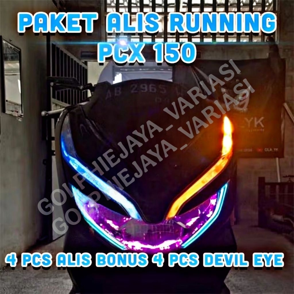 PAKET LAMPU ALIS SEIN RUNNING HONDA PCX 150 BONUS DEVIL EYES / LAMPU ALIS DRL 2 MODE PCX 150  PNP