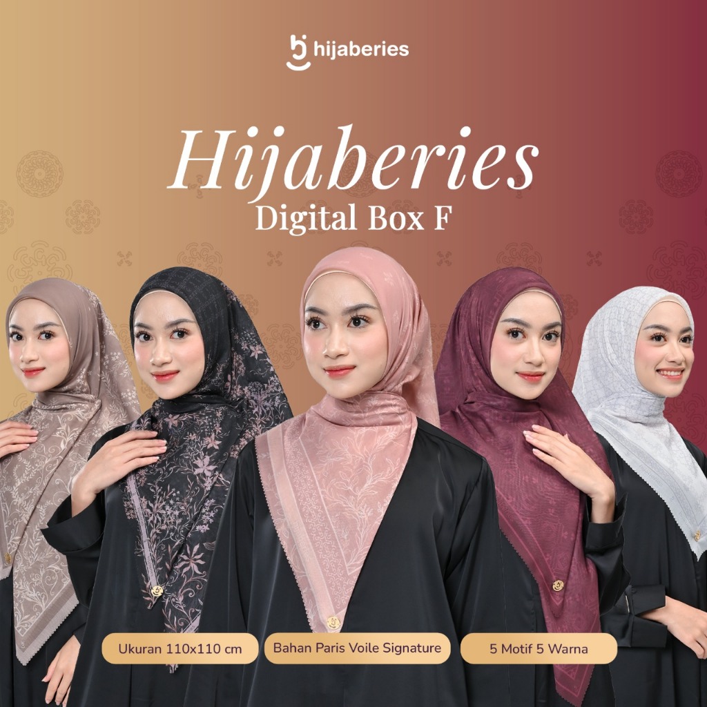 

Hijaberies Signnature - Hijaberies Digital Box F Motif Hijab Segiempat Motif with Exclusive Box