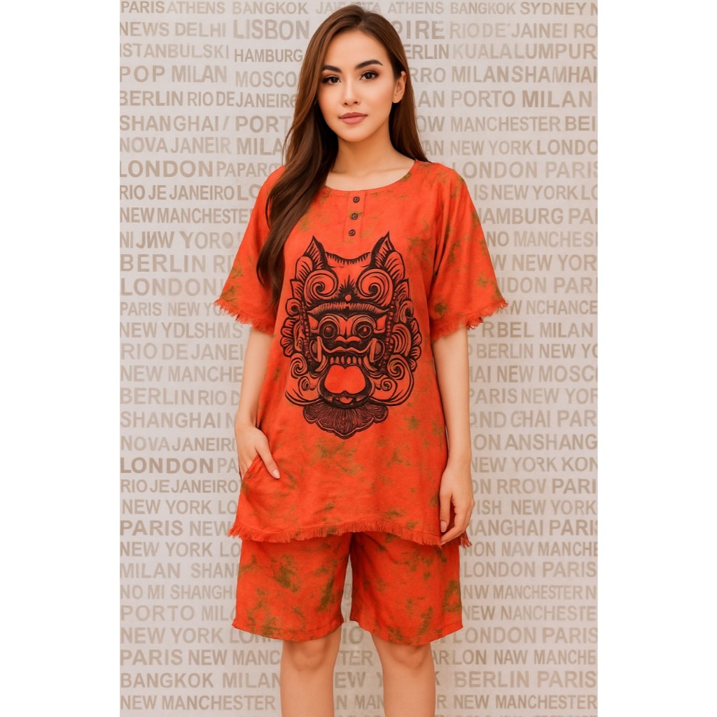 Setelan Barong Bali Dewasa | Baju Babydoll Barong Wanita Kekinian | One Set Baju Bali Nyaman dipakai