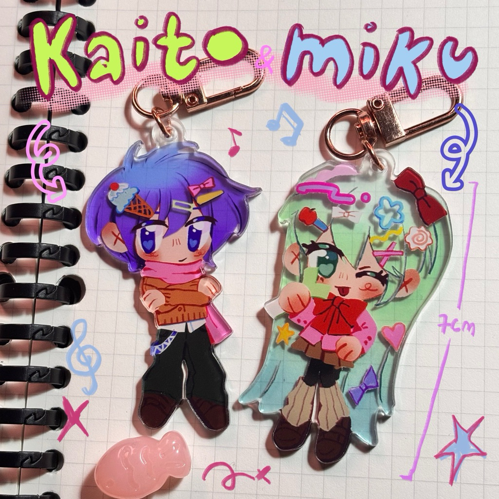 [janiccentric] VOCALOID Kaito & Miku Acrylic Keychains