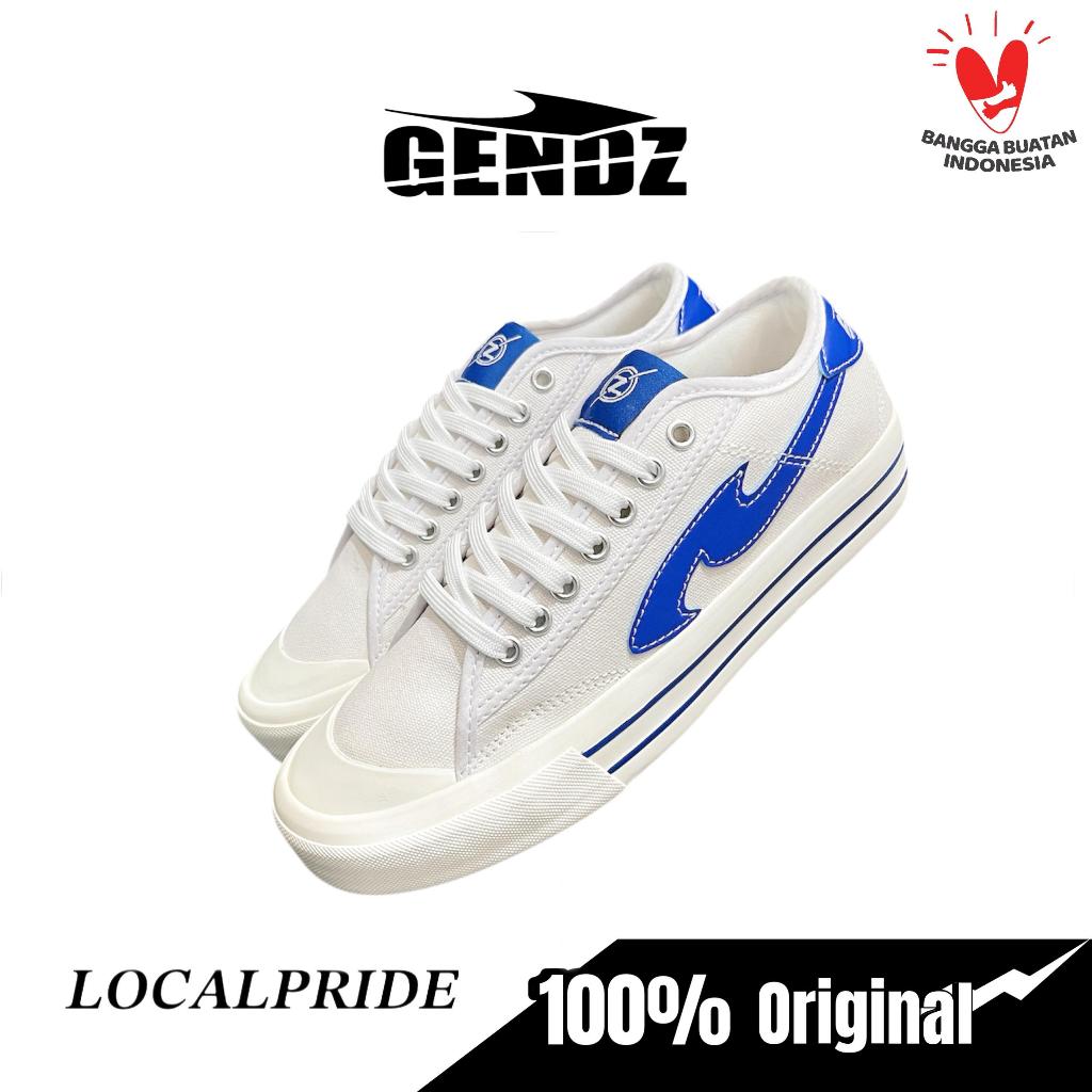 Sepatu Sneakers McQueen Blue Gendz Footwear Spatu Pria Wanita Putih Biru Kasual Kets White Terbaru