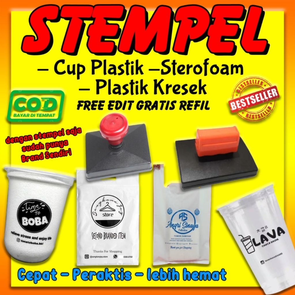 

stempel plastik / stempel sterofom / stempel cup plastik FREE tinta refil