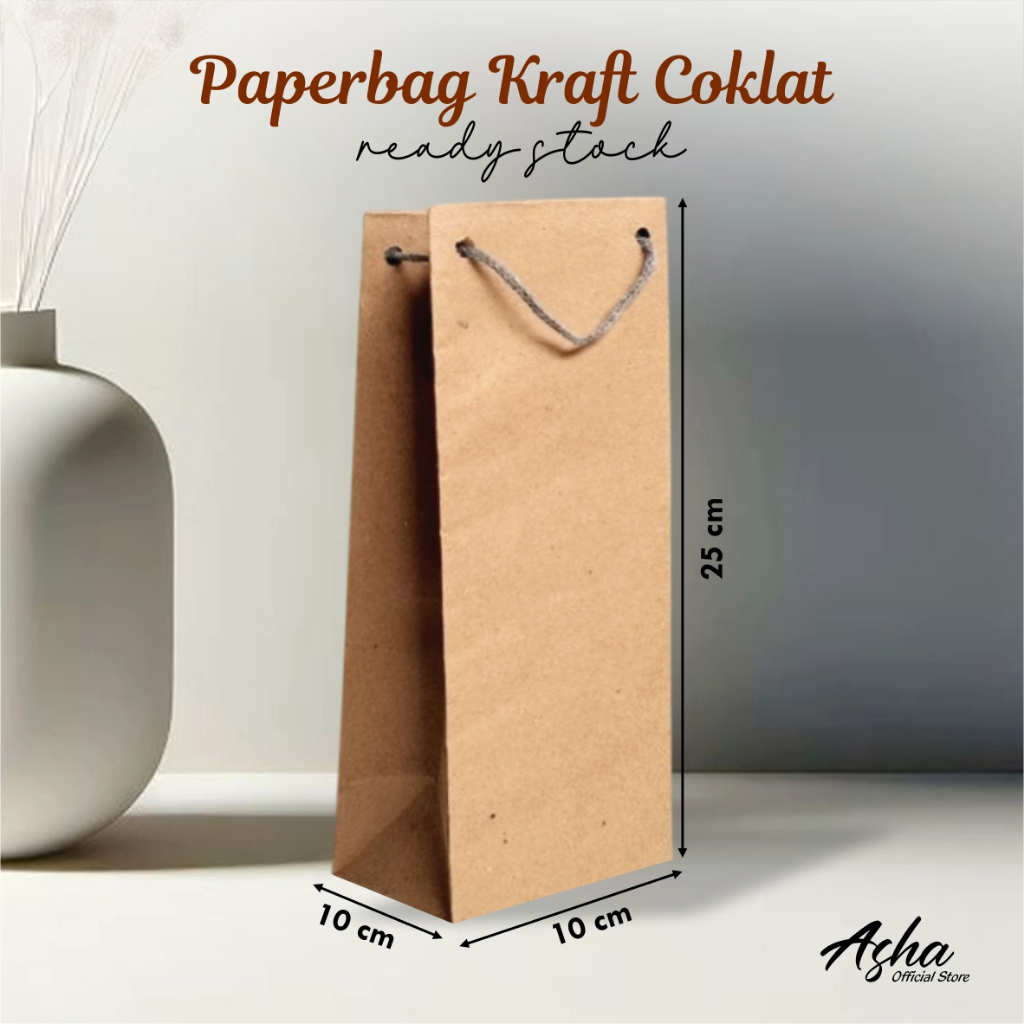 

(12 PCS) PAPER BAG KRAFT POLOS PAKET LUSINAN - TAS SOUVENIR PERNIKAHAN BAHAN KRAFT UK 10 X 25 X 10