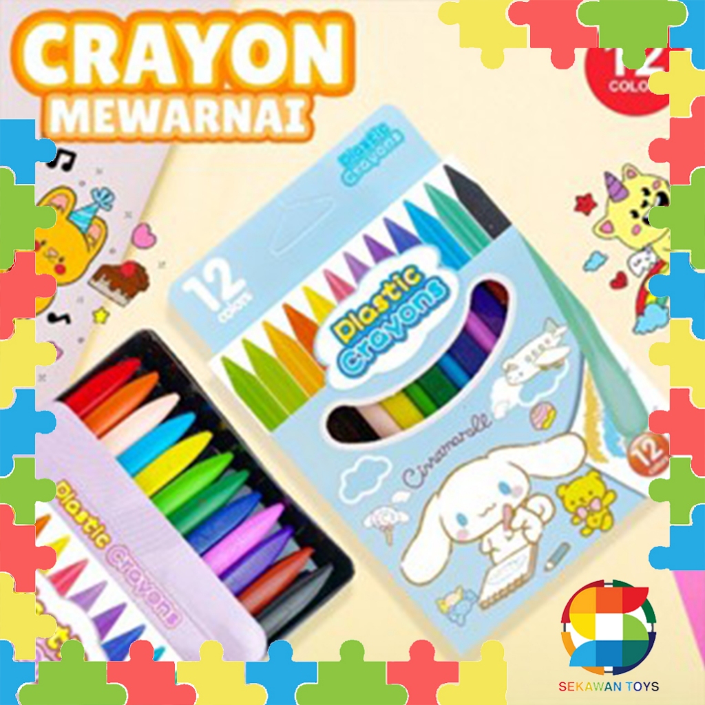 

Krayon Anak Isi 12PCS/ Plastic Crayon 12PCS Karakter Non Toxic 601