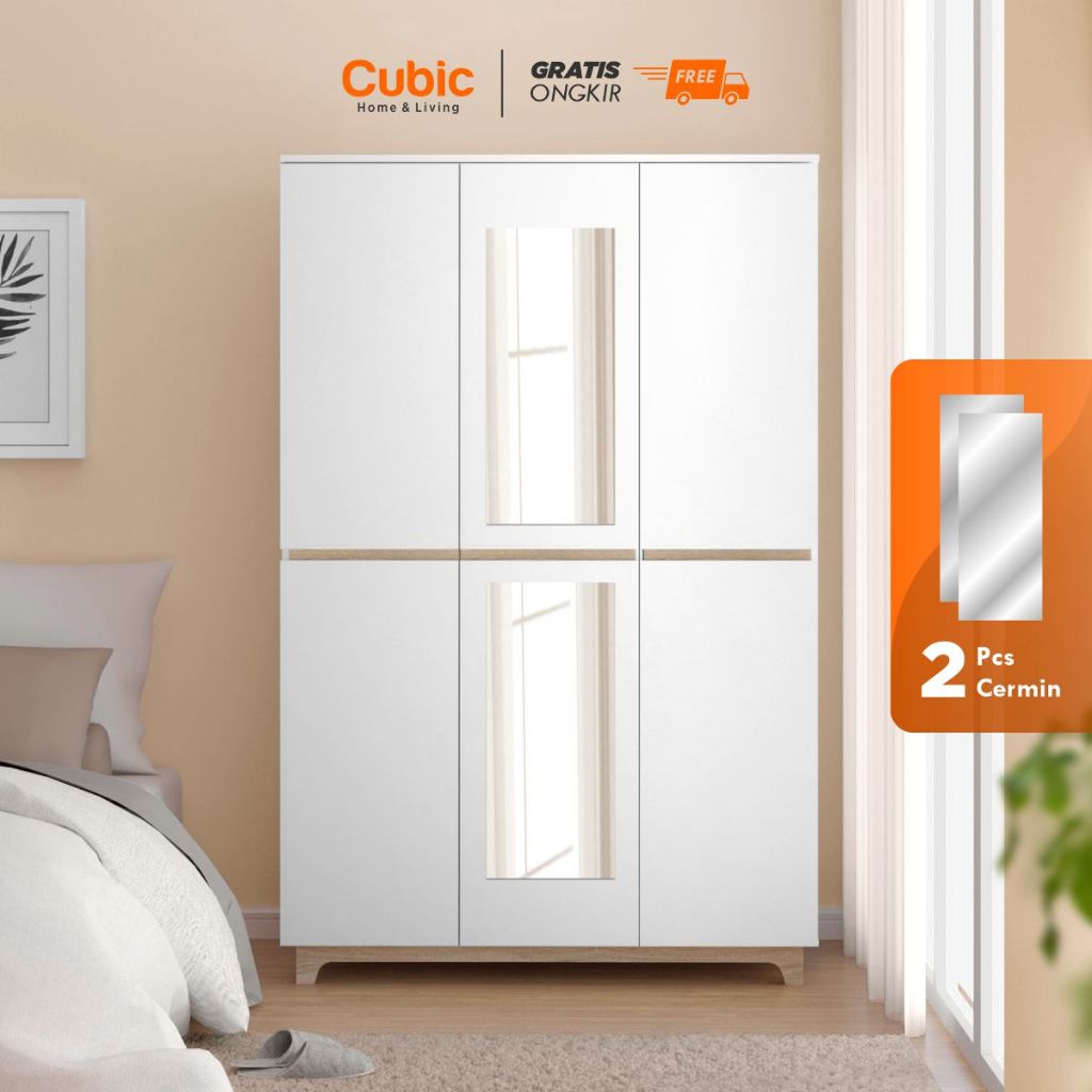 Cubic Lemari Pakaian Cermin Minimalis 3 Pintu - LUNA MILANO LP 3P