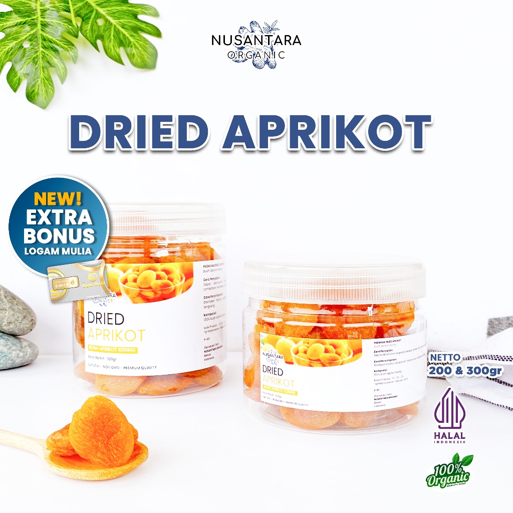 

Nusantara Organic Aprikot Kering Alami Dried Fruit Tanpa Campuran Buah Organik Cemilan Sehat