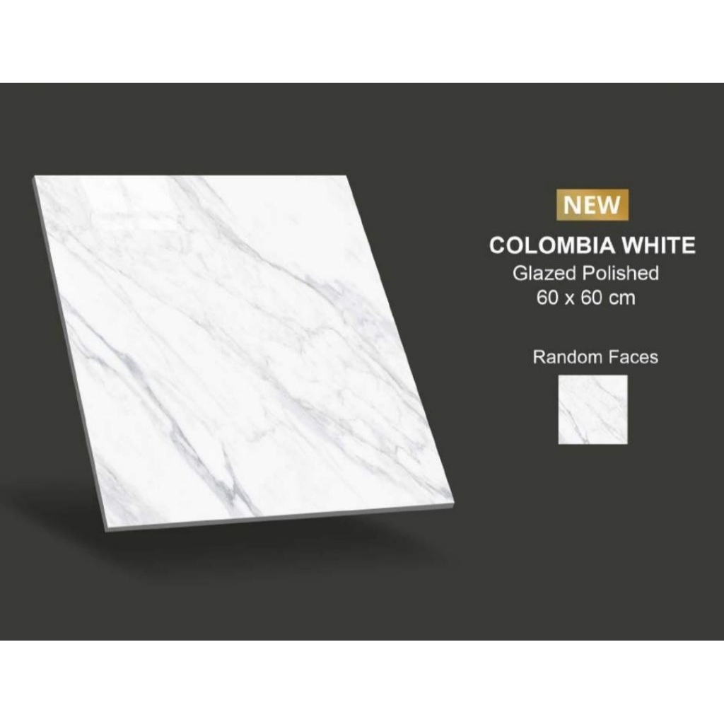 GRANIT MEREK VALENTINO GRESS TYPE COLOMBIA WHITE UKURAN 60X60 GLAZED POLISHED