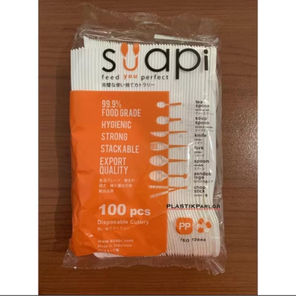 sendok plastik merk suapi isi 100 sendok plastik bening