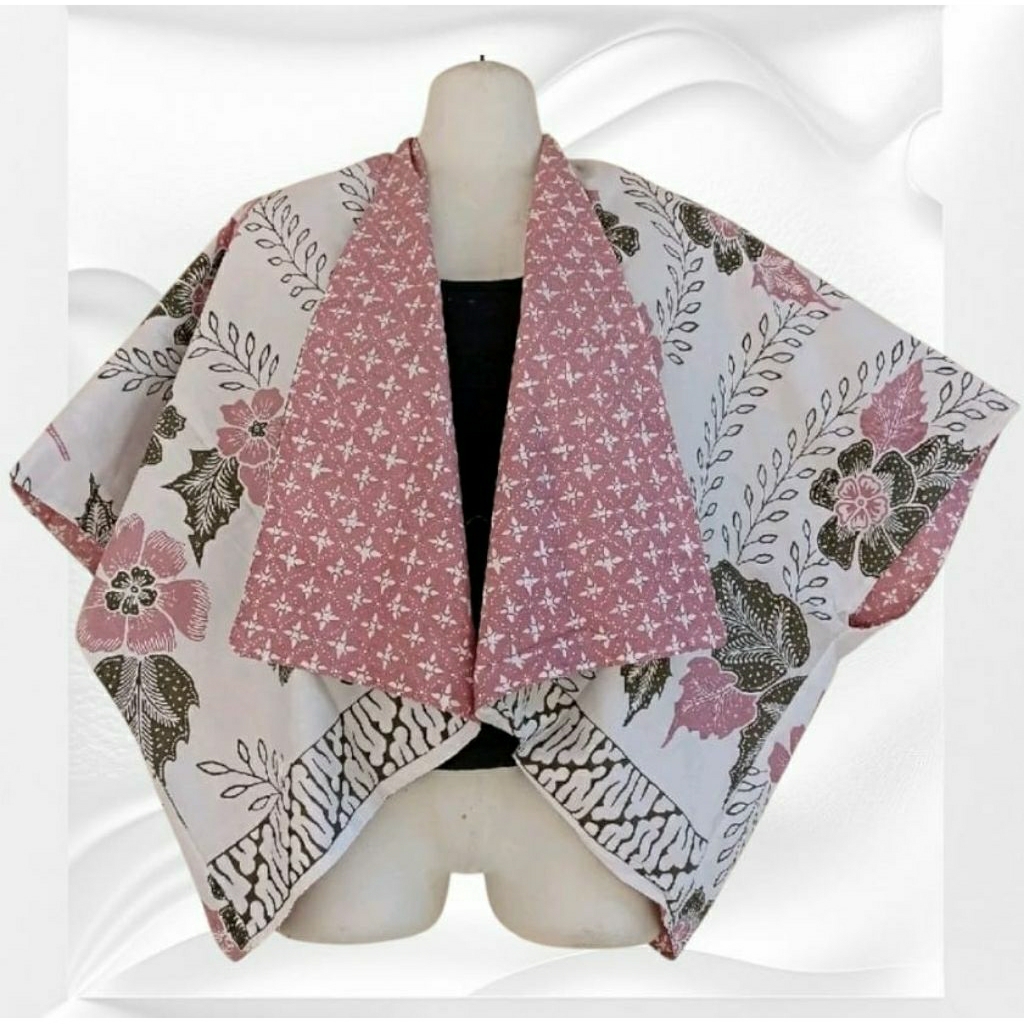 OUTER BOLAK BALIK MODEL KELELAWAR /BOLERO LOWO MOTIF BOLAK BALIK 2 motif BATIK Oversize Muat BB 45kg