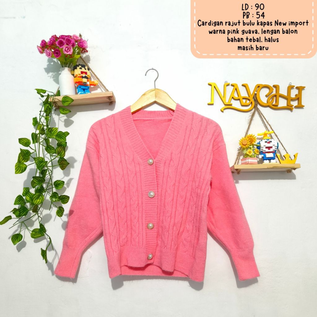 New Cardigan rajut bulu kapas import/cardigan rajut kepang import wanita terbary/cardigan rajut wani