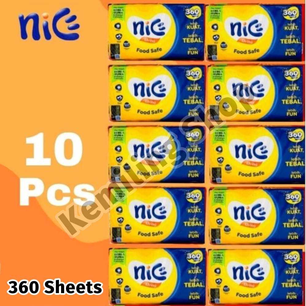 PAKET 10 PCS Tisu / Tissue NICE 360 Sheet | Tisu CLEAN PLUS 360 Sheet | Jolly 180 sheet