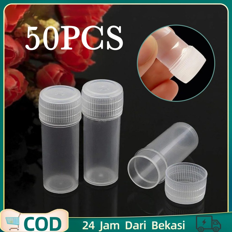 Isi 50pcs Botol Bening Plastik 5ml Toples Mini Botol Sampel Wadah Toples Sampel Toples Botol