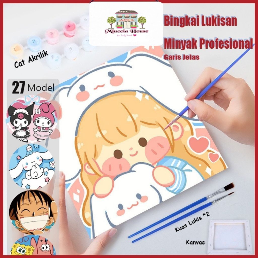 

Paint By Number 20x20cm Cartoon DIY Painting Kit Canvas - Mewarnai Melukis Anak