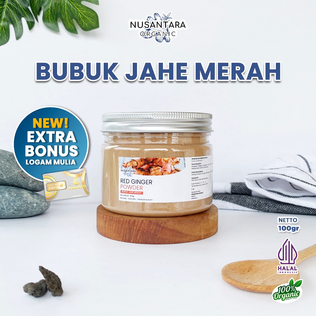 

Nusantara Organic Jahe Merah Red Ginger Powder Bubuk Minuman Asli Organik Tanpa Campuran 100gr