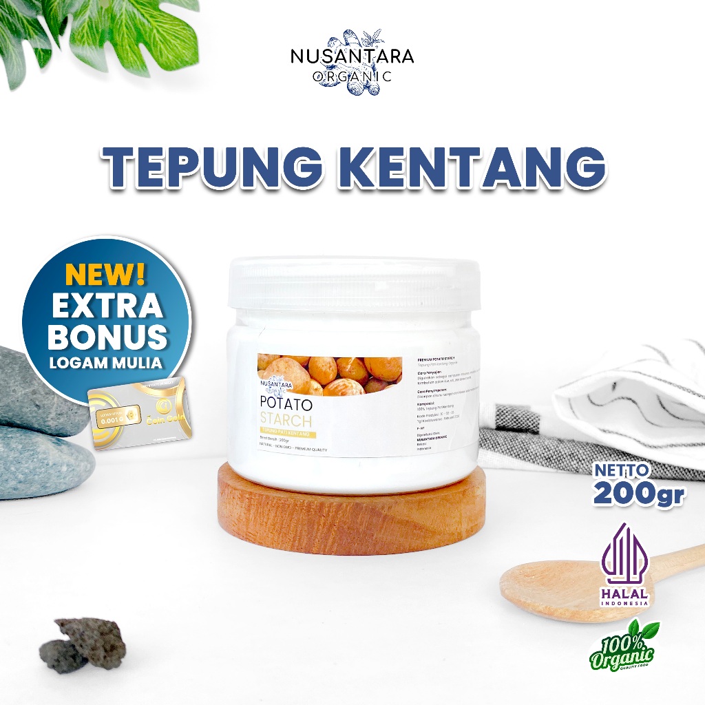 

Nusantara Organic Tepung Kentang Organik Tanpa Campuran Potato Starch Gluten Free Untuk Kue 200gr
