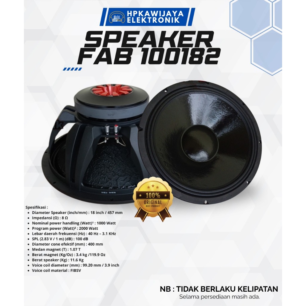 SPEAKER ACR FABULOUS 18 INCH PA 100182 SPEAKER FAB 18" PA-100182