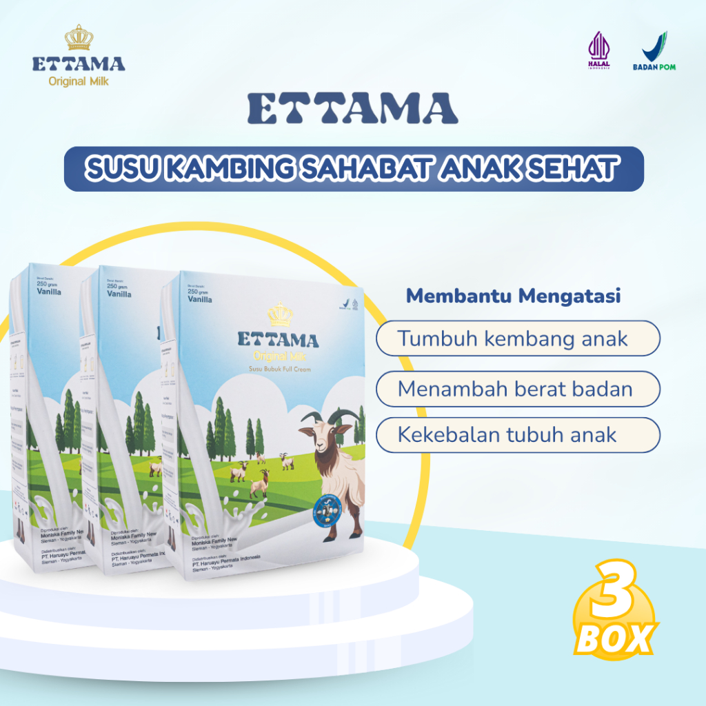 

ETTAMA BUNDLING 3 BOX – Susu Kambing Etawa untuk Tumbuh Kembang dan Menambah Berat Badan Anak