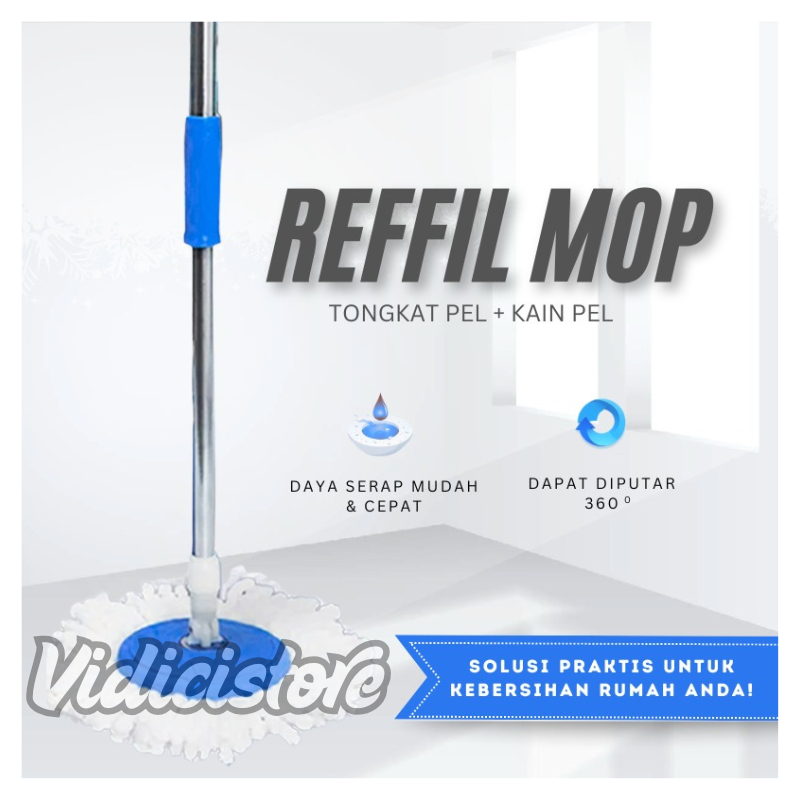 REFILL SPIN MOP +TONGKAT HANDLE + KAIN SPIN MOP/ TONGKAT DAN KAIN PEL CADANGAN/ HANDLE