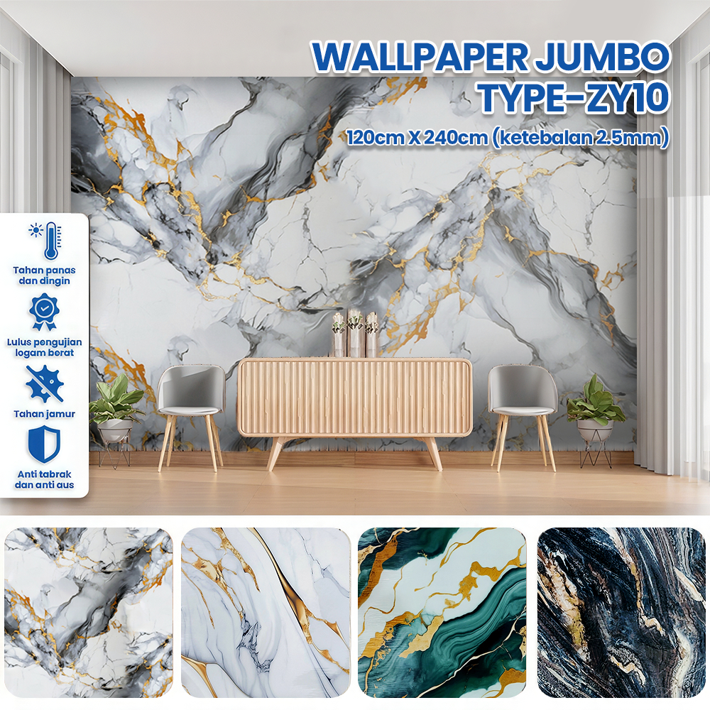 Wallpaper Foam 3D Wallpaper Dinding Marmer Mewah Elegant Wpc Stiker Dinding / Wallpaper Dinding Marm