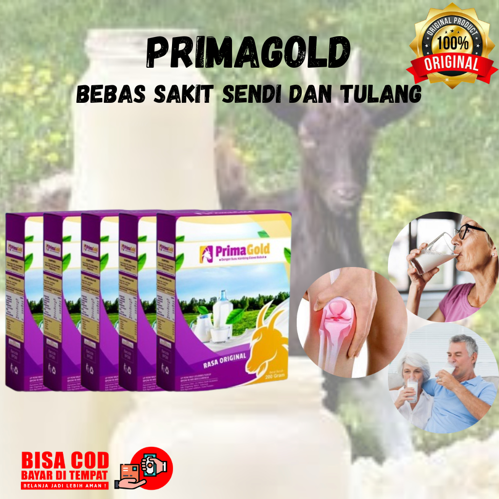 

5 Box Primagold Susu Kambing Etawa Bubuk Bantu Atasi Tulang Keropos Stres Masalah Paru-Paru