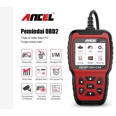 NV-INDST Ancel AS500 OBD2 OBD 2 Scanner Mesin Pembaca Kode OBD Mobil