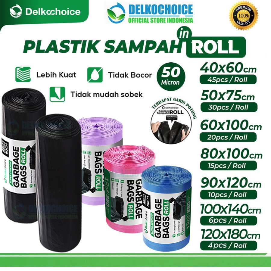 Kantong Plastik Sampah Roll Jumbo Tebal Premium Trash Bag Delkochoice