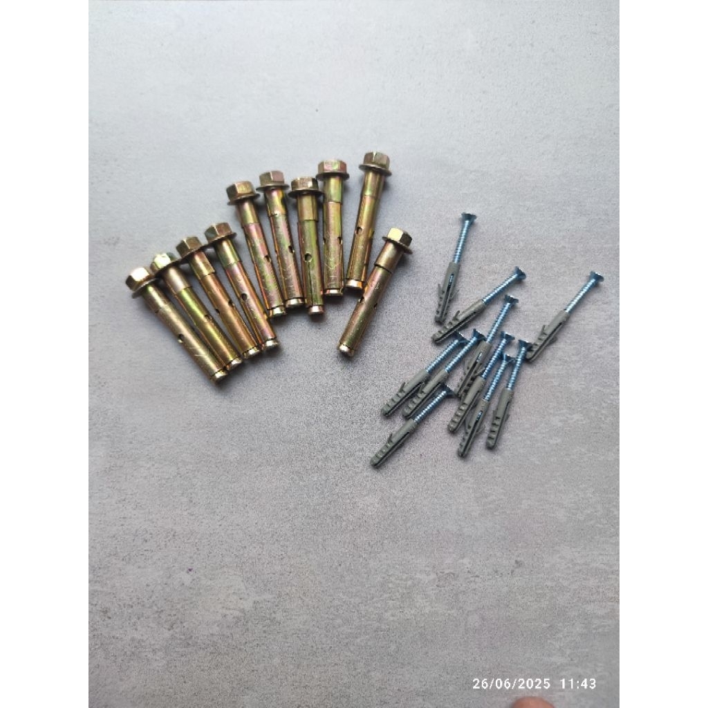 Baut point panjat untuk dinding/tembok M10 & sekrup+Fisher
