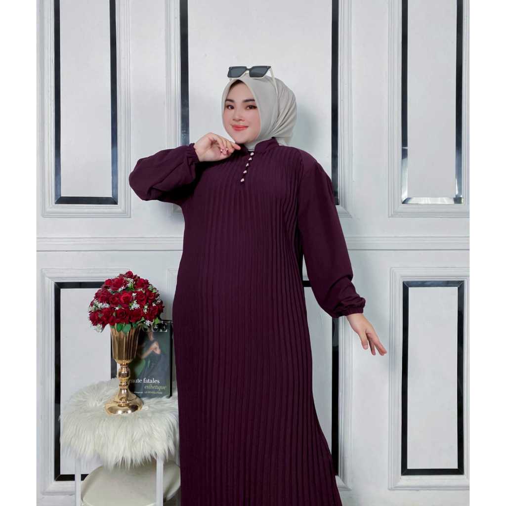 Lena dres Cringkel Air flow mix plisket/gamis lebaran 2025 model terbaru viral tiktok/abaya sultan m