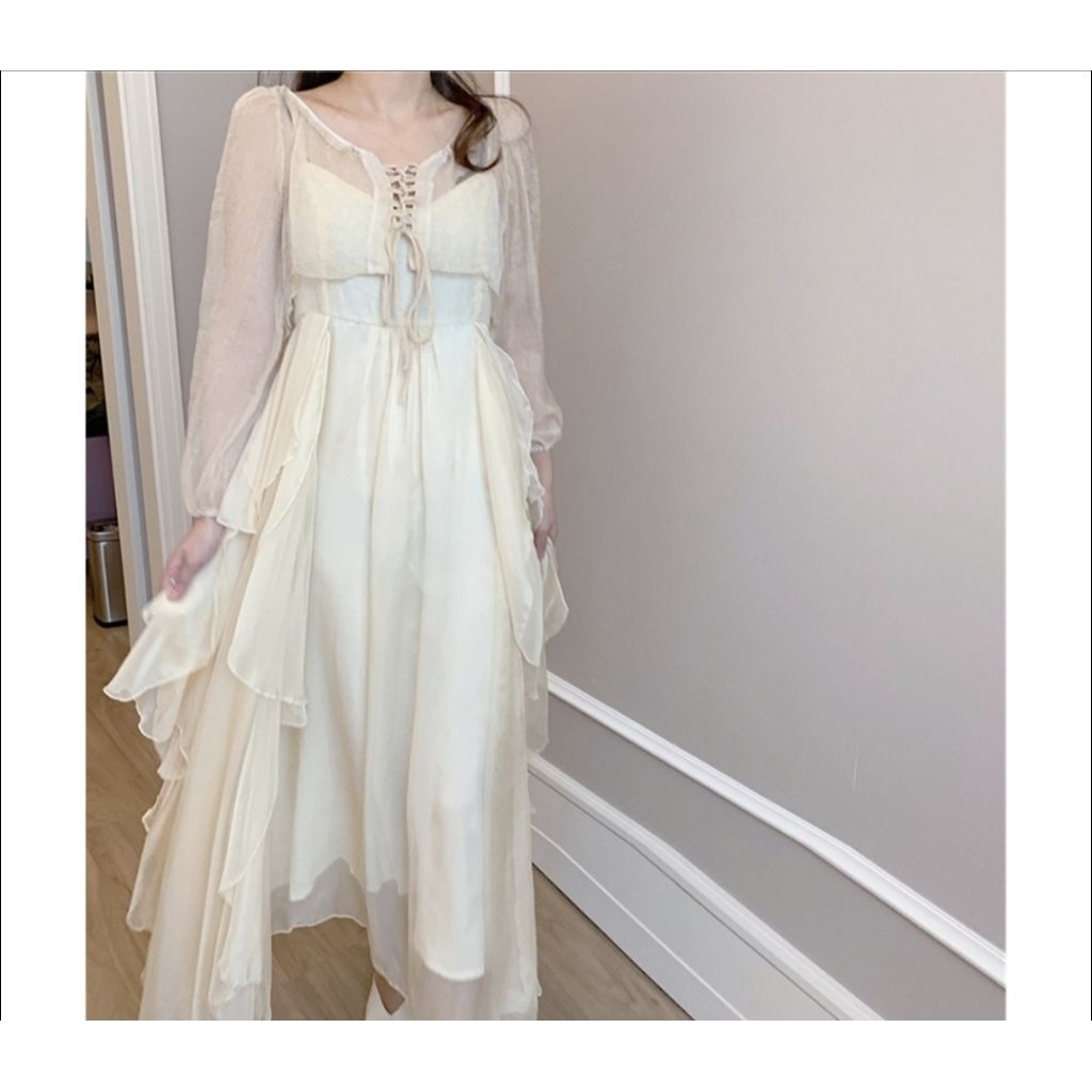 layered white dress | fairy dress | vintage chiffon dress