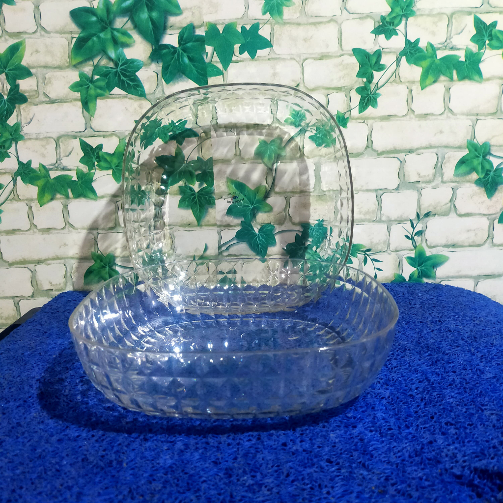 Mangkok buah SEGI 735 (22X6CM) BENING TEBAL / Sup / Nasi / Mie / Mangkok Mangkuk Plastik hitam/ Mang