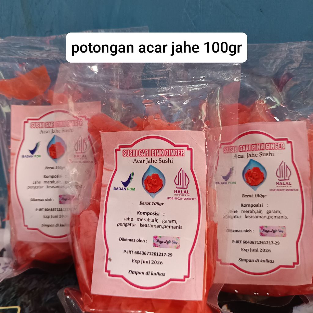 

acar jahe pink 100gr pelengkap hidangan bahan sushi halal bpom murah