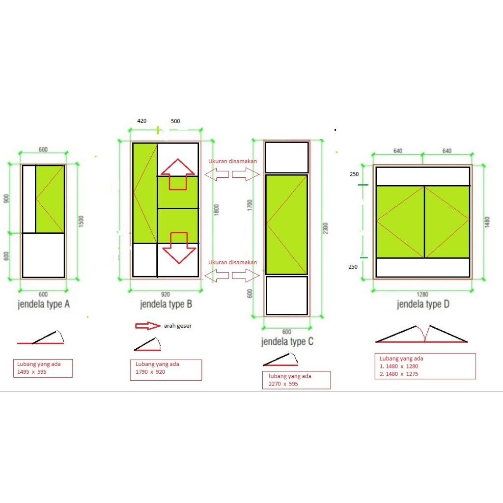 jendela aluminium merek alexindo warna putih 3" kaca polos