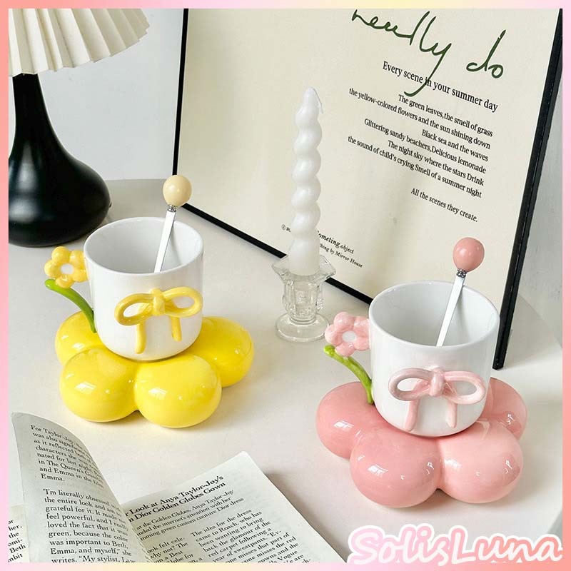 Aesthetic Tea Cup Korean Style/Premium Cup & Saucer/Cangkir Teh Vintage/Cangkir Teh Mewah Premium/Ca