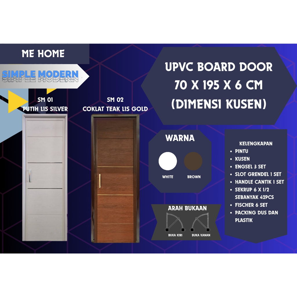 UPVC BOARD DOOR/PINTU UPVC MERK SM (SIMPLE MODERN)