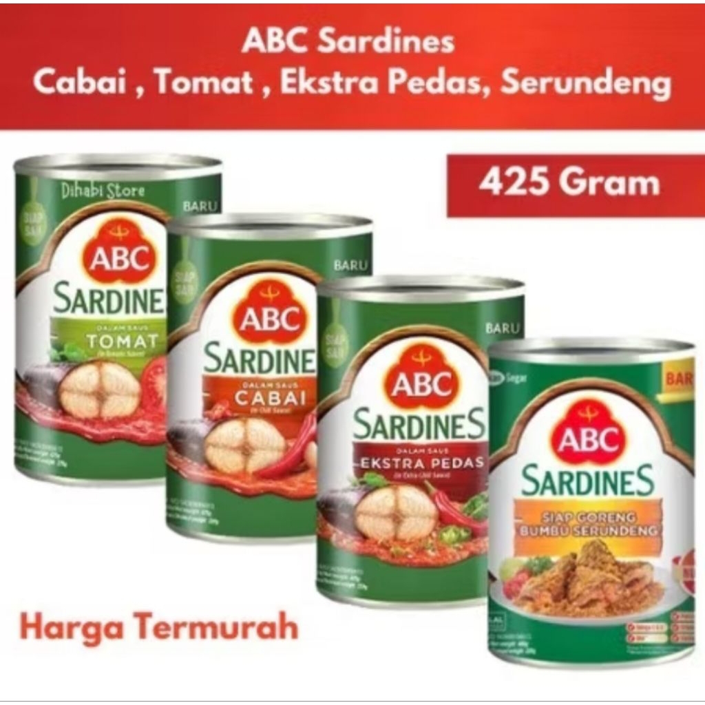 

SARDEN ABC 155GRAM DAN 425GRAM KEMASAN KALENG BESAR DAN KECIL
