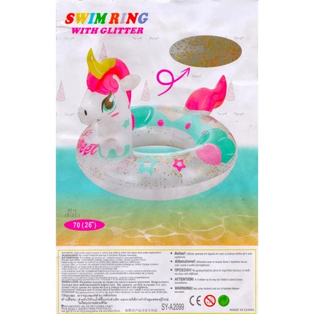 SY-A2099 SWIM RING 70cm UNICORN GLITTER - Ban Renang anak unicorn - pelampung anak karakter unicorn