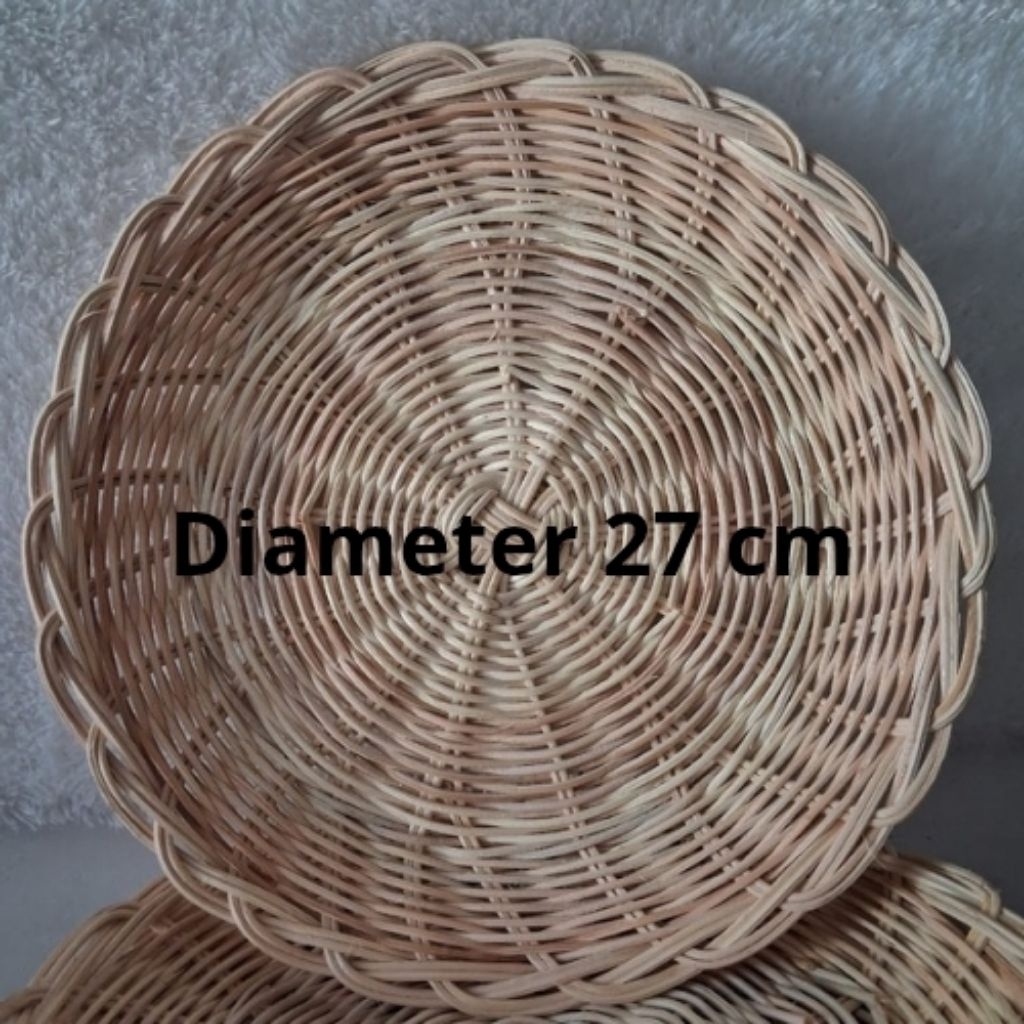 Lostklik Piring Ayaman Rotan D 27Cm/Piring Rotan/Piring Rotan Asli/Piring Rotan Saji